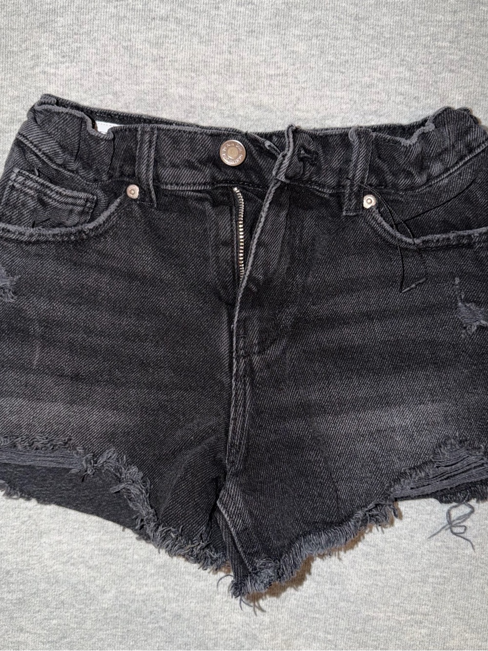 Zara Girls Black Distressed Denim Shorts